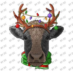 Cow Reindeer Antlers Cute Christmas Animal Xmas Ki Crewneck Sweatshirt -Noel Outfits Store d.2526165767.25064416.s3.1 ffffff Wml6 800x800 1