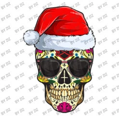 Christmas Sugar Skull Santa Merry Xmas Funny Holid Crop Top -Noel Outfits Store d.2526169865.25065789.s3.1 ffffff Wml6 800x800 1
