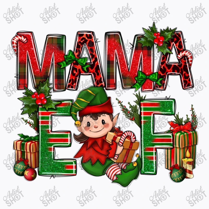 Mama Elf With Gift Christmas T-Shirt 7 Mama Elf With Gift Christmas T-Shirt - Image 5