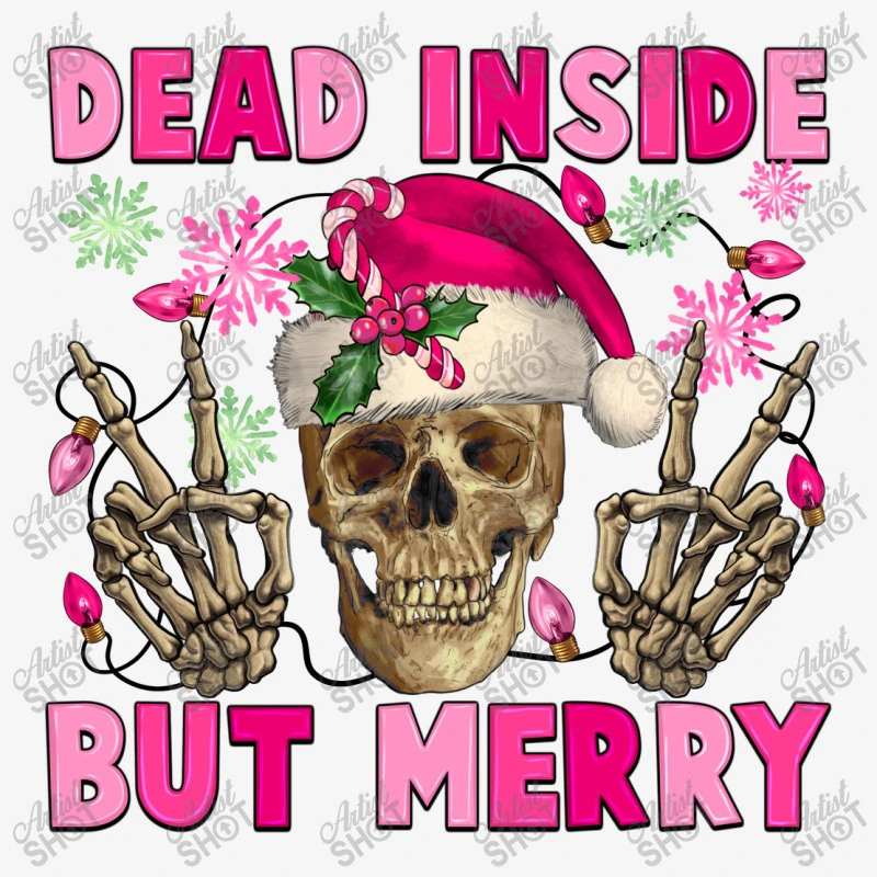 Dead Inside But Merry Pink Christmas Skeleton Baby Bibs 4 Dead Inside But Merry Pink Christmas Skeleton Baby Bibs - Image 2