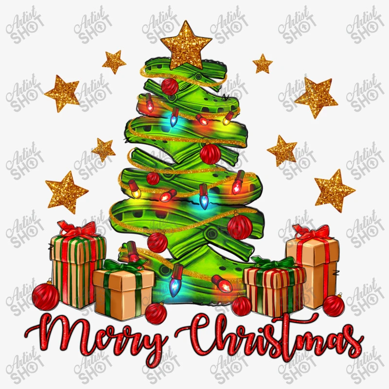 Merry Christmas Crocin' Tree Ladies Fitted T-Shirt 7 Merry Christmas Crocin' Tree Ladies Fitted T-Shirt - Image 5