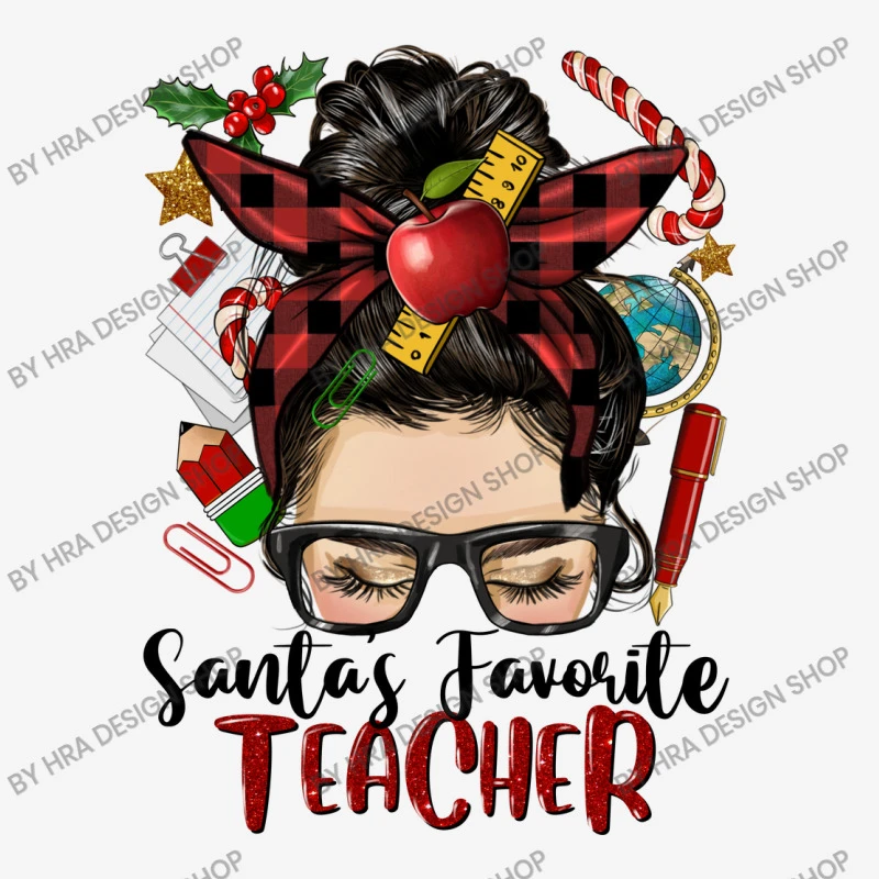 Messy Bun Christmas Teacher Slide Sandal 6 Messy Bun Christmas Teacher Slide Sandal - Image 4
