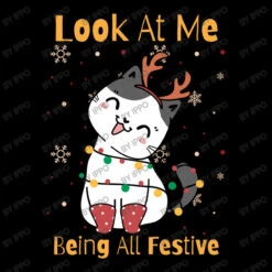 Look At Me Being All Festive Funny Cat Christmas Youth Sweatshirt -Noel Outfits Store d.2526787349.25097046.s3.1 000000 SXBwbw 800x800 1