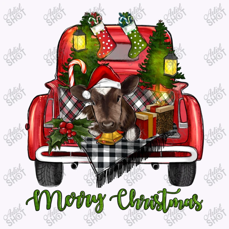 Merry Christmas Farm Truck With Baby Cow Tank Top 7 Merry Christmas Farm Truck With Baby Cow Tank Top - Image 5