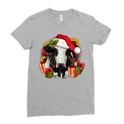 Christmas Holstein Ladies Fitted T-Shirt -Noel Outfits Store pd.2296564409.36.23349448.s3.1 front heather grey ffffff none x0y0 154 800x800 1