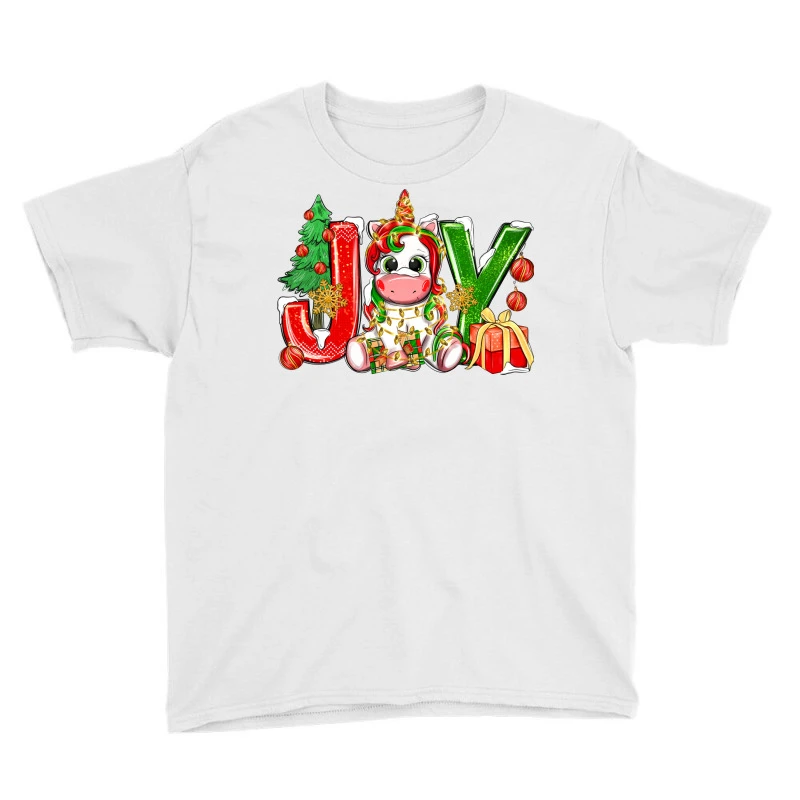 Joy Christmas Unicorn Youth Tee 5 Joy Christmas Unicorn Youth Tee - Image 3