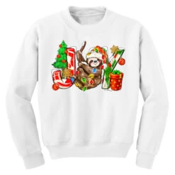 Joy Christmas Sloth Youth Sweatshirt -Noel Outfits Store pd.2524079784.52.25058393.s3.1 front white ffffff none x0y0 169 800x800 1