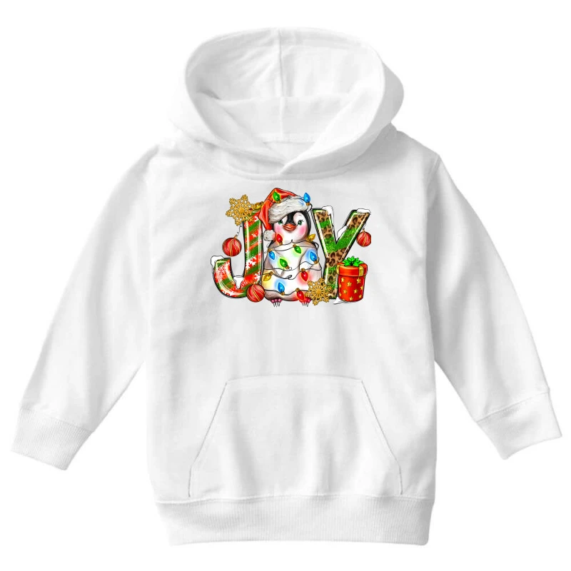 Joy Christmas Penguin Youth Hoodie 5 Joy Christmas Penguin Youth Hoodie - Image 3