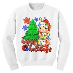 Happy Holidays Christmas Rabbit Youth Sweatshirt -Noel Outfits Store pd.2524448211.52.25058211.s3.1 front white ffffff none x0y0 169 800x800 1