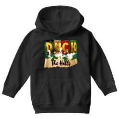 Christmas Duck The Halls Youth Hoodie -Noel Outfits Store pd.2526123747.53.25077480.s3.1 front black ffffff none x0y0 113 800x800 1