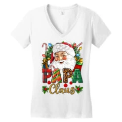 Papa Claus Christmas Women's V-Neck T-Shirt -Noel Outfits Store pd.2526141048.72.25057805.s3.1 front white ffffff none x0y0 138 800x800 1