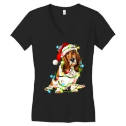 Christmas Basset Hound Dog Women's V-Neck T-Shirt -Noel Outfits Store pd.2526145082.72.25083309.s3.1 front black ffffff none x0y0 138 800x800 1