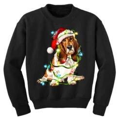 Christmas Basset Hound Dog Youth Sweatshirt -Noel Outfits Store pd.2526145098.52.25083309.s3.1 front black ffffff none x1.5y0 166 800x800 1