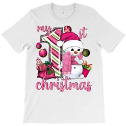 My 1st. Pink Christmas With Cute Snowman T-Shirt -Noel Outfits Store pd.2526153027.24.25057798.s3.1 front white ffffff none x0y0 180 800x800 1