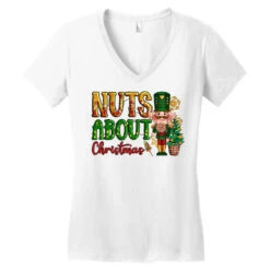 Nuts About Christmas Nutcracker Women's V-Neck T-Shirt -Noel Outfits Store pd.2526153914.72.25057797.s3.1 front white ffffff none x0y0 138 800x800 1