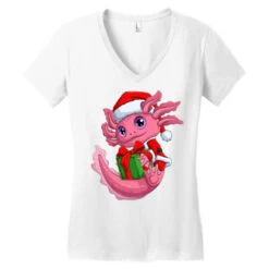 Cute Santa Axolotl Christmas Fish Lizard Xmas Sala Women's V-Neck T-Shirt -Noel Outfits Store pd.2526162696.72.25064406.s3.1 front white ffffff none x0y0 138 800x800 1