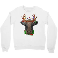 Cow Reindeer Antlers Cute Christmas Animal Xmas Ki Crewneck Sweatshirt -Noel Outfits Store pd.2526165767.32.25064416.s3.1 front white ffffff none x0y0 124 800x800 1