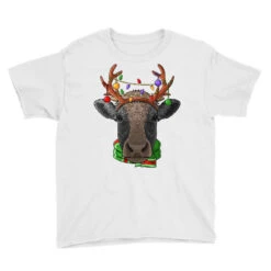 Cow Reindeer Antlers Cute Christmas Animal Xmas Ki Youth Tee -Noel Outfits Store pd.2526165791.37.25064416.s3.1 front white ffffff none x0.5y0 128 800x800 1