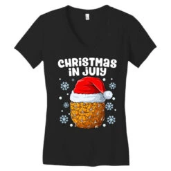 Christmas In July Santa Pineapple Hawaiian Summer Women's V-Neck T-Shirt -Noel Outfits Store pd.2526173884.72.25065798.s3.1 front black ffffff none x0y0 138 800x800 1