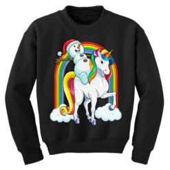 Christmas Snowman Riding Unicorn Xmas Magical Rain Youth Sweatshirt -Noel Outfits Store pd.2526174529.52.25065791.s3.1 front black ffffff none x0y0 169 800x800 1