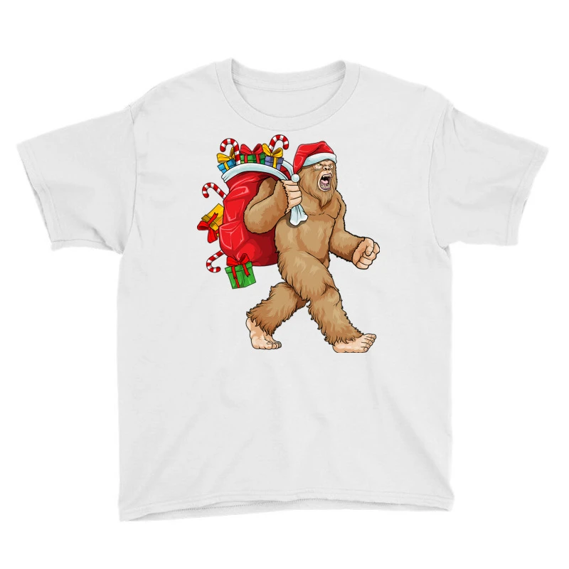 Bigfoot Santa Christmas Bag Xmas Sasquatch Boys Ki Youth Tee 5 Bigfoot Santa Christmas Bag Xmas Sasquatch Boys Ki Youth Tee - Image 3