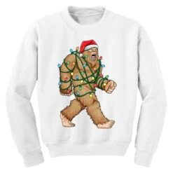 Bigfoot Santa Christmas Tree Lights Xmas Sasquatch Youth Sweatshirt -Noel Outfits Store pd.2526186685.52.25069008.s3.1 front white ffffff none x16.5y0 136 800x800 1
