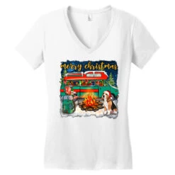 Merry Christmas With Camper Van Women's V-Neck T-Shirt -Noel Outfits Store pd.2526247830.72.25057788.s3.1 front white ffffff none x0y0 138 800x800 1