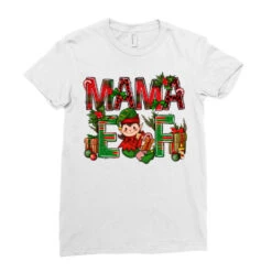 Mama Elf With Gift Christmas Ladies Fitted T-Shirt -Noel Outfits Store pd.2526255441.36.25057775.s3.1 front white ffffff none x0y0 154 800x800 1