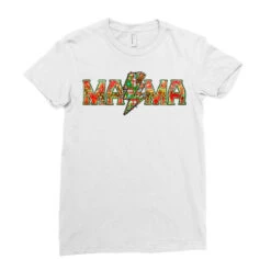 Mama Christmas Lightning Bolt Ladies Fitted T-Shirt -Noel Outfits Store pd.2526259739.36.25057770.s3.1 front white ffffff none x0y0 154 800x800 1