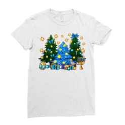 Hannukah Christmas Trees Ladies Fitted T-Shirt -Noel Outfits Store pd.2526278298.36.25057749.s3.1 front white ffffff none x0y0 154 800x800 1