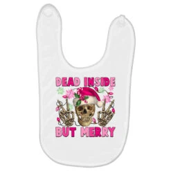 Dead Inside But Merry Pink Christmas Skeleton Baby Bibs