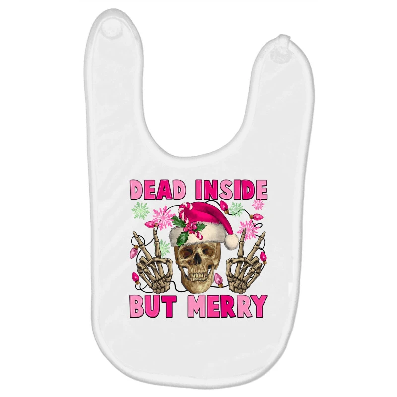 Dead Inside But Merry Pink Christmas Skeleton Baby Bibs 3 Dead Inside But Merry Pink Christmas Skeleton Baby Bibs