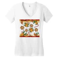 Christmas Gingerbread Cookies And Candy Cane Women's V-Neck T-Shirt -Noel Outfits Store pd.2526308096.72.25057674.s3.3 front white ffffff none x0y0 138 800x800 1