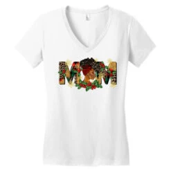 Afro Woman Christmas Mom Women's V-Neck T-Shirt -Noel Outfits Store pd.2526337933.72.25087071.s3.1 front white ffffff none x0y0 138 800x800 1