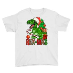 Rex-mas Christmas T-Rex Youth Tee -Noel Outfits Store pd.2526352405.37.25087130.s3.1 front white ffffff none x5.5y0 118 800x800 1