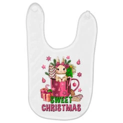 Pink Sweet Christmas Hot Chocolate Coffee Cup Baby Bibs