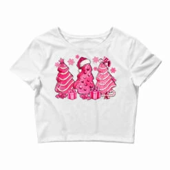 Pink Christmas Tree Cakes Crop Top