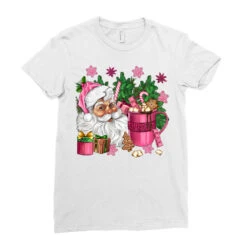 Pink Christmas Hot Chocolate Coffee Cup With Santa Ladies Fitted T-Shirt -Noel Outfits Store pd.2526358751.36.25087078.s3.1 front white ffffff none x0y0 154 800x800 1
