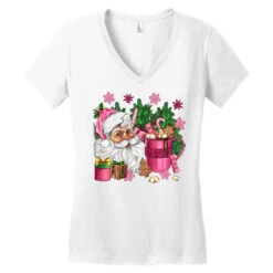 Pink Christmas Hot Chocolate Coffee Cup With Santa Women's V-Neck T-Shirt -Noel Outfits Store pd.2526358762.72.25087078.s3.1 front white ffffff none x0y0 138 800x800 1