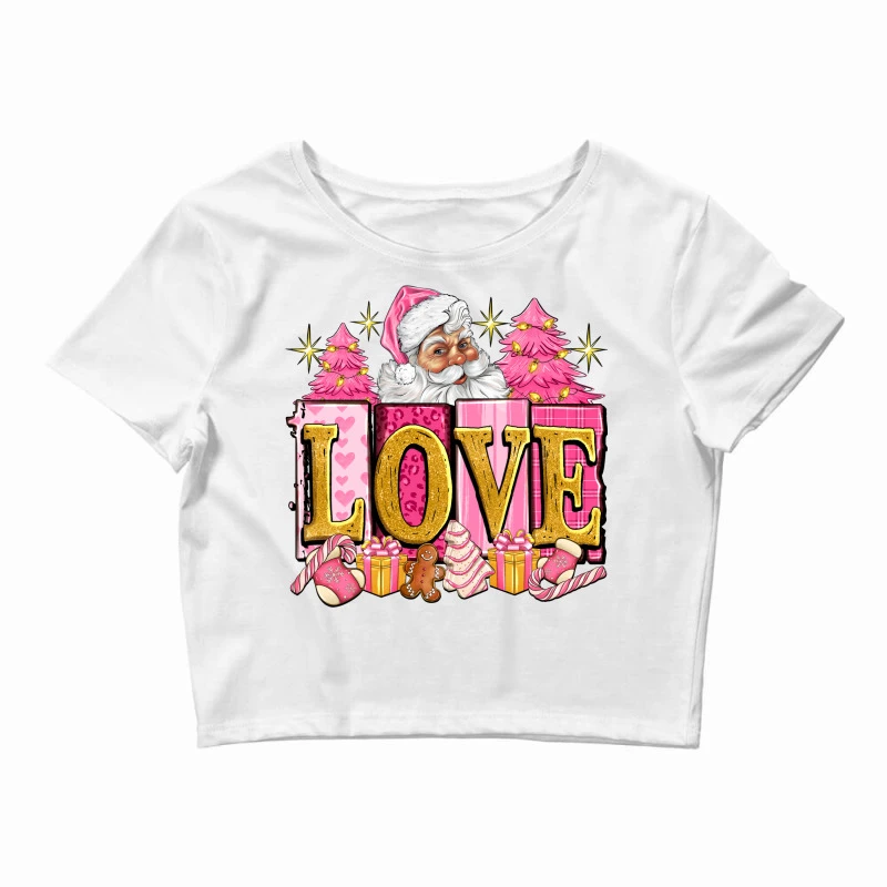 Pink Christmas Love Crop Top 3 Pink Christmas Love Crop Top