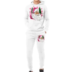 Pink Christmas Santa Claus Hoodie & Jogger Set