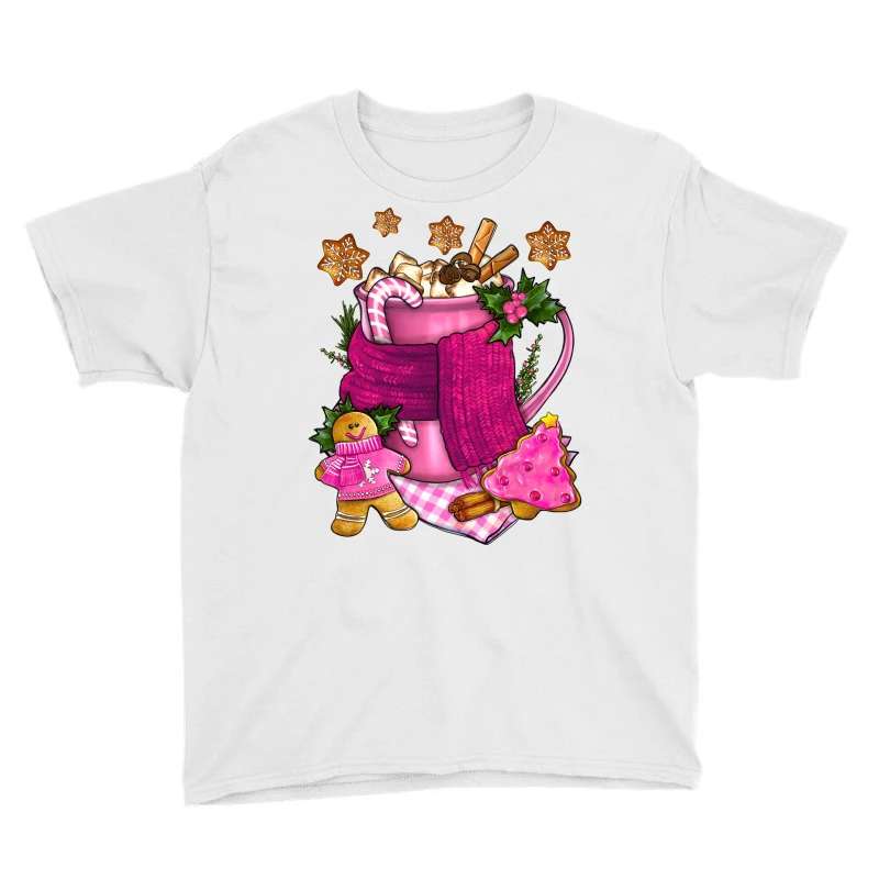 Pink Christmas Coffee Drink Youth Tee 5 Pink Christmas Coffee Drink Youth Tee - Image 3