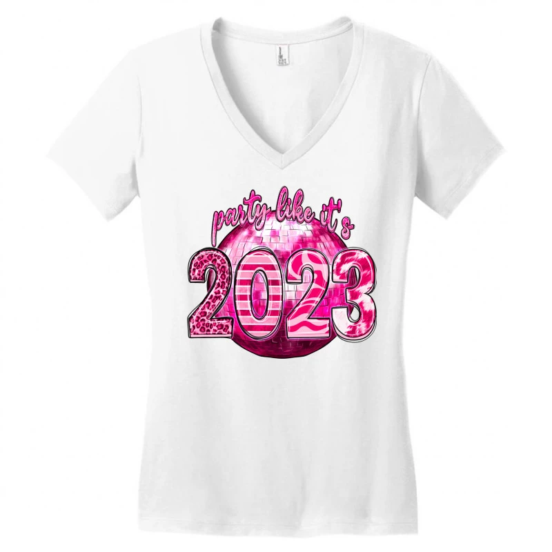 Party Like It's 2023 Christmas Women's V-Neck T-Shirt 5 Party Like It's 2023 Christmas Women's V-Neck T-Shirt - Image 3