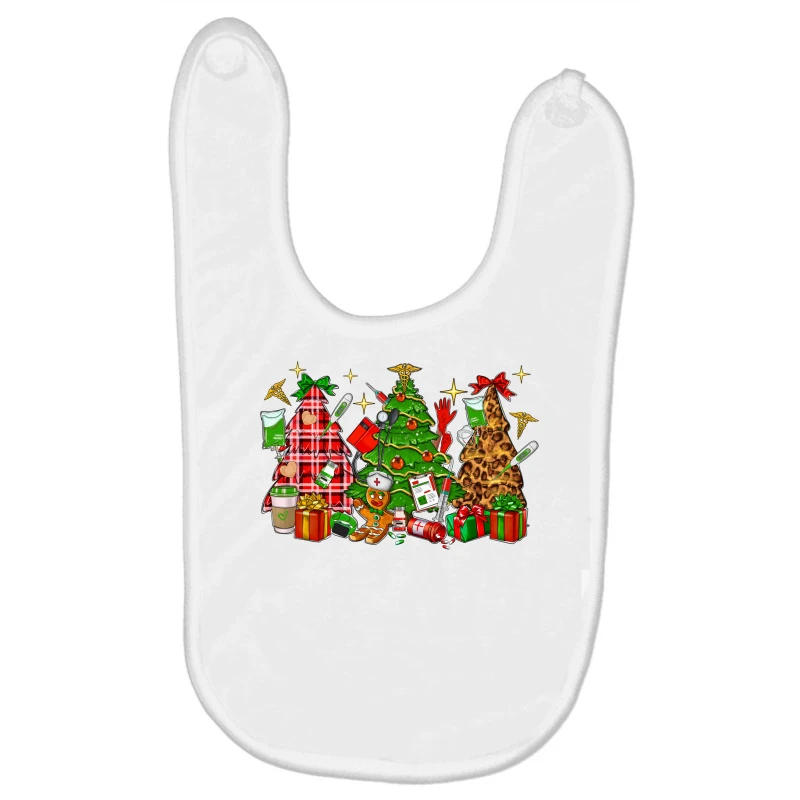 Nurse Christmas Trees Baby Bibs 3 Nurse Christmas Trees Baby Bibs