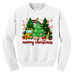 Merry Christmas School Bus Christmas Trees Youth Sweatshirt -Noel Outfits Store pd.2526445315.52.25086998.s3.1 front white ffffff none x0y0 169 800x800 1