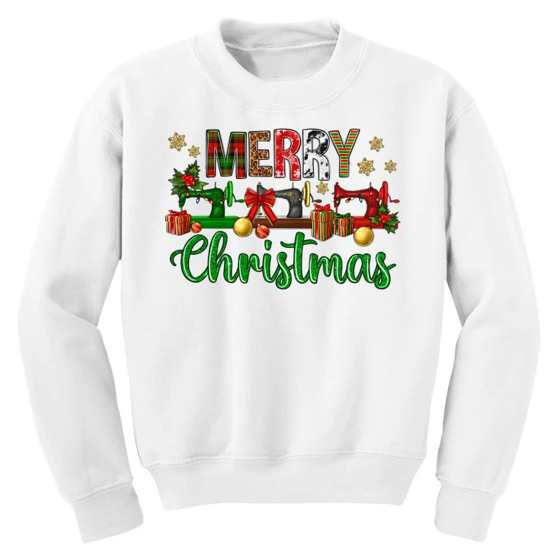 Merry Christmas Sewing Machine Youth Sweatshirt 5 Merry Christmas Sewing Machine Youth Sweatshirt - Image 3