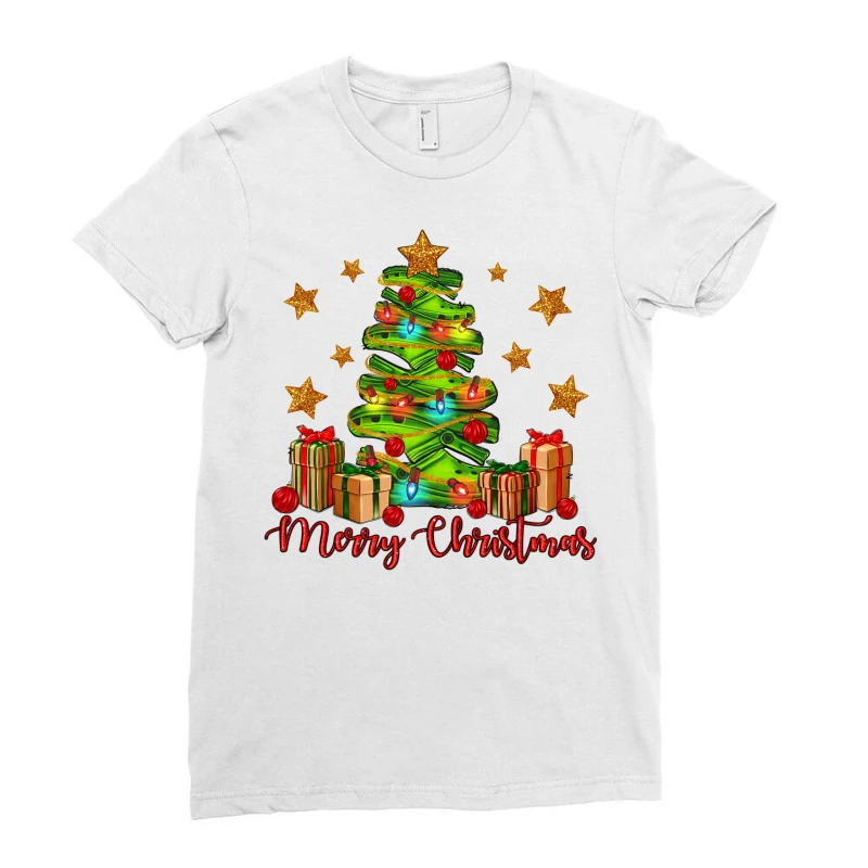 Merry Christmas Crocin' Tree Ladies Fitted T-Shirt 5 Merry Christmas Crocin' Tree Ladies Fitted T-Shirt - Image 3