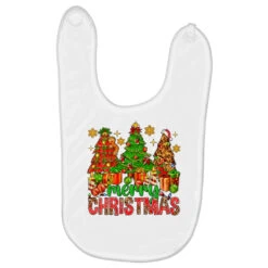 Merry Christmas And Christmas Trees Baby Bibs