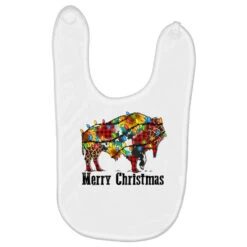 Merry Christmas Bison Baby Bibs