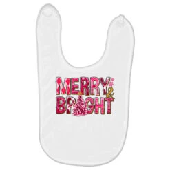 Merry And Bright Pink Christmas Baby Bibs
